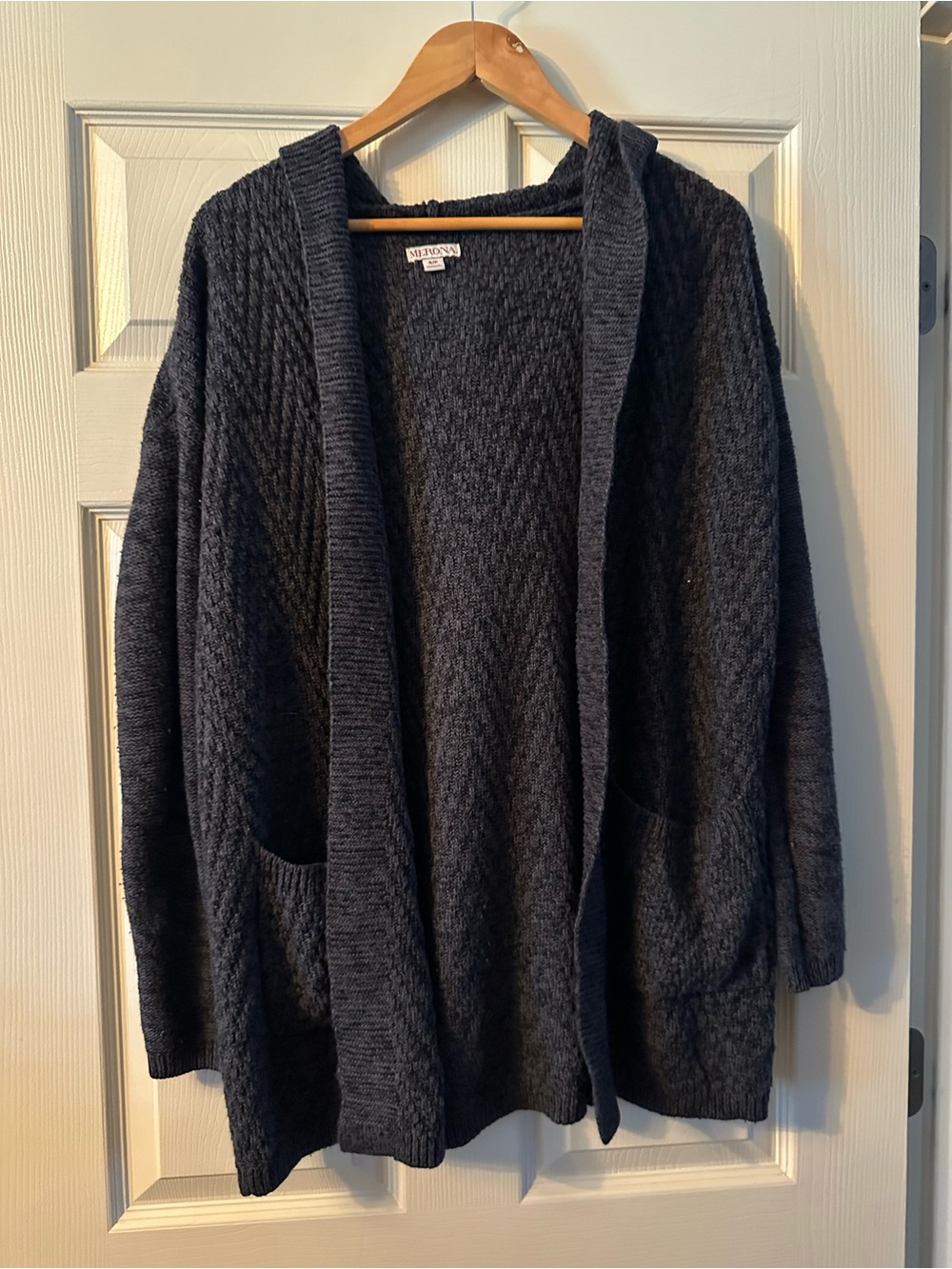Merona Dark Charcoal Open-Front Hooded Cardigan